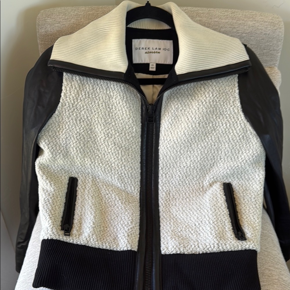 10 Crosby Derek Lam Black and White Sherpa Bomber Jacket